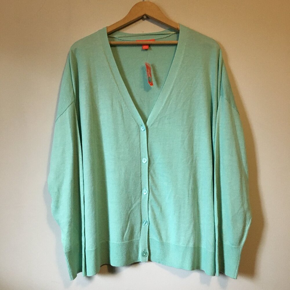 NWT Pastelcore Jade Green Knit Button Up Soft & Cozy Cardigan - 2X